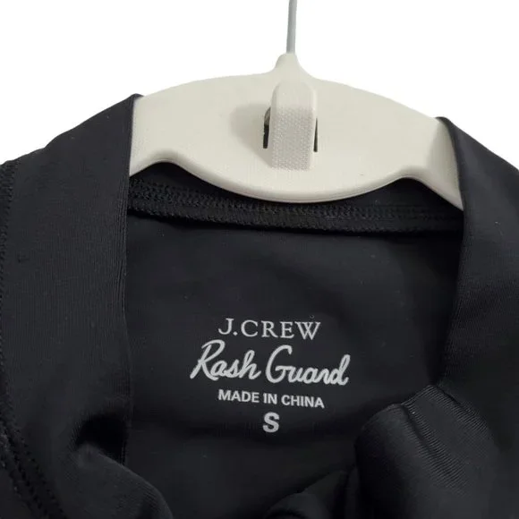 J. Crew Rash Guard Small Black Mesh Insert Long Sleeve Swim Cover Up Stretch - Picture 6 of 11